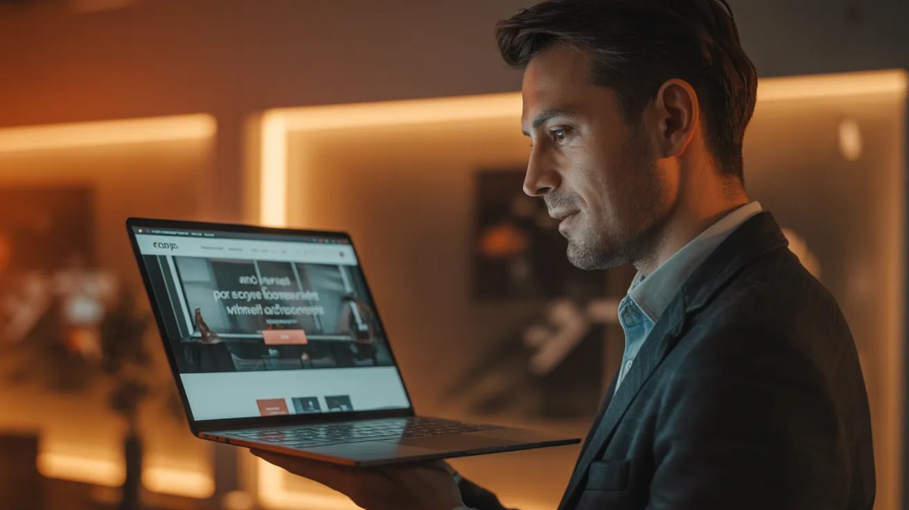 Diseñador web creando una página web moderna para una pyme