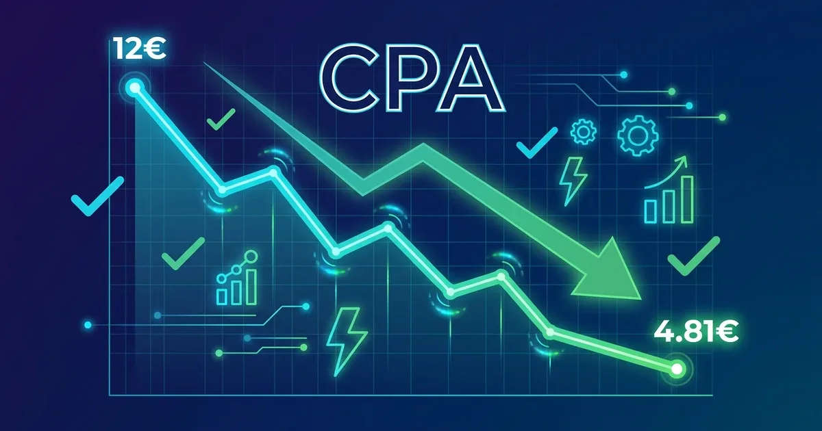 Gráfico de evolución de CPA en Facebook Ads optimizado