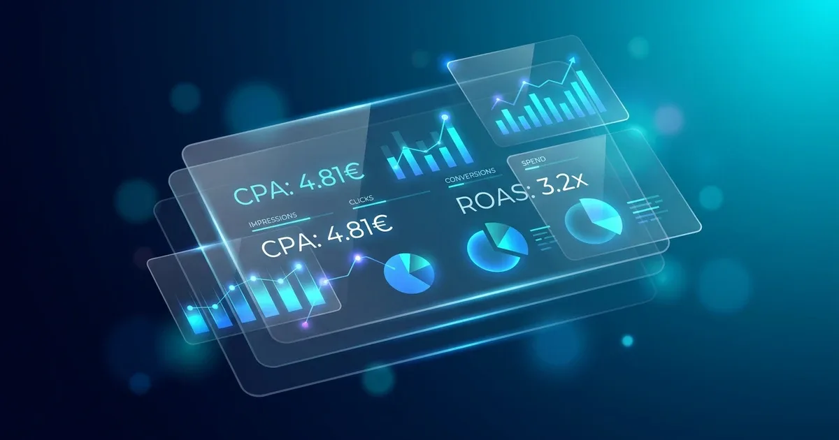 Dashboard de campaña de Meta Ads con métricas de CPA y ROAS para pyme