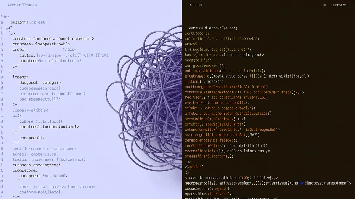 Comparativa visual entre WordPress y código a medida en pantalla dividida
