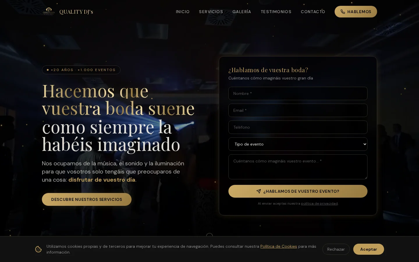 Professional web design QualityDJS by AdsVentas — example of DJ, Sonido & Iluminación