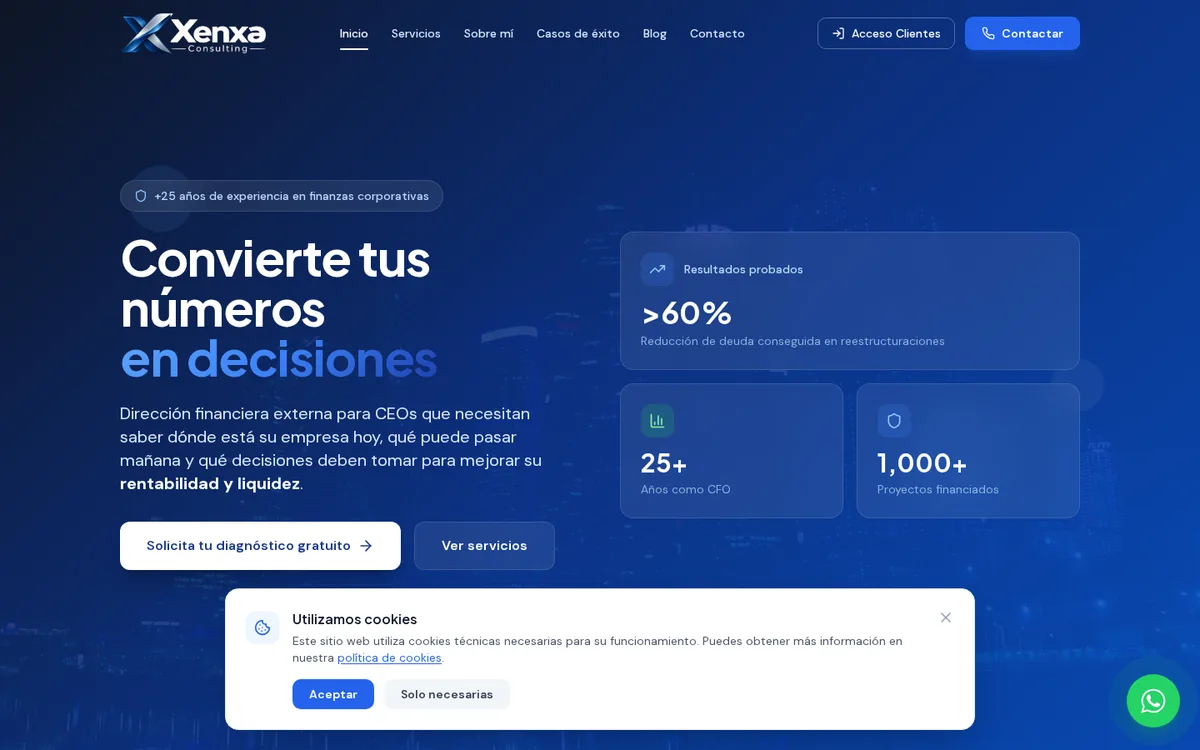 Professional web design Xenxa Consulting by AdsVentas — example of Consultoría Financiera
