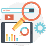 Análisis de dominio web con gráficos y herramientas de posicionamiento online.