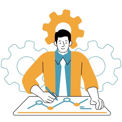 Automatización total de tareas: directivo analiza flujos con engranajes y panel de datos – AdsVentas.com