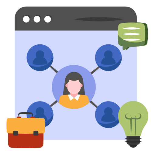 Ilustración de comunicación digital y networking empresarial con enfoque visual – AdsVentas.com