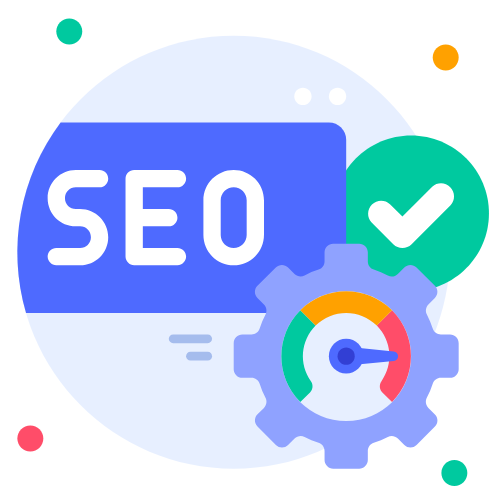 Posicionamiento orgánico: optimización SEO con indicador de rendimiento y engranaje