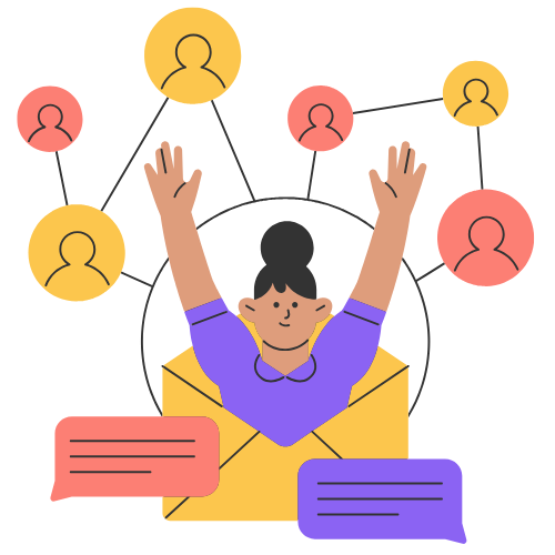 Ilustración de comunicación y networking para marketing digital - AdsVentas.com